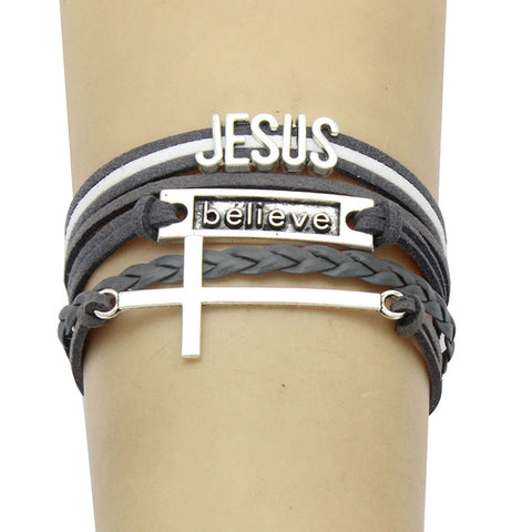 Hand woven Jesus cross bracelet