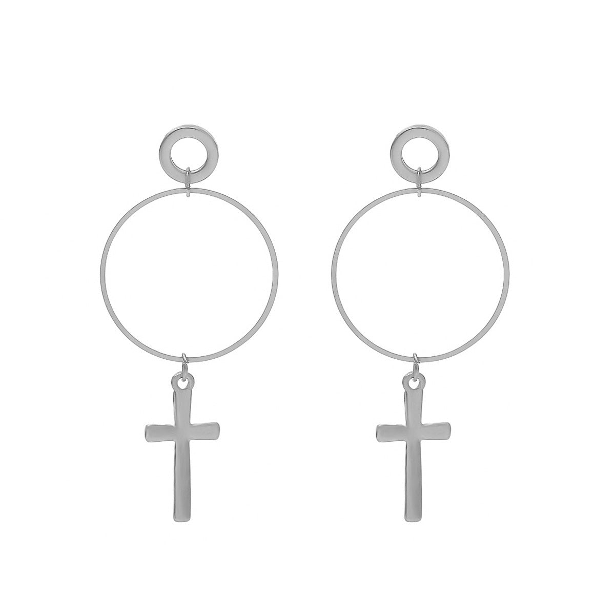 Pendientes clásicos con colgante de cruz | Pendientes con colgante de cruz | Pendientes elegantes para mujer