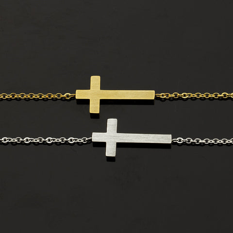 Pulsera con cruz de Jesucristo | Pulsera Plata Oro | Regalo de dama de honor | Joyería Religiosa