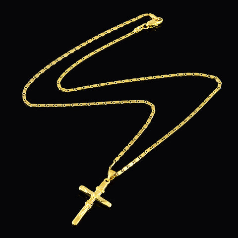 Collar de cruz bañado en oro | Collar con colgante de cruz | Ideas de regalos cristianos