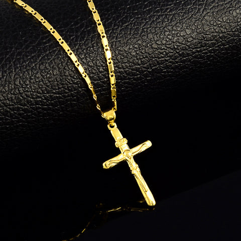 Collar de cruz bañado en oro | Collar con colgante de cruz | Ideas de regalos cristianos
