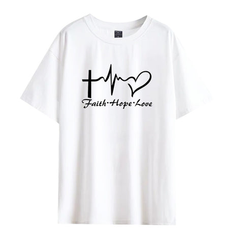Faith Hope Love T-Shirt | Spiritually-Inclined T-Shirt | Short-sleeved Women's T-Shirt